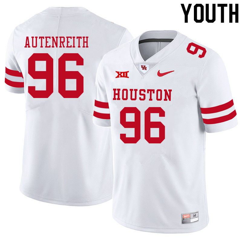 Youth #96 Ivan Autenreith Houston Cougars College Big 12 Conference Football Jerseys Sale-White - Click Image to Close